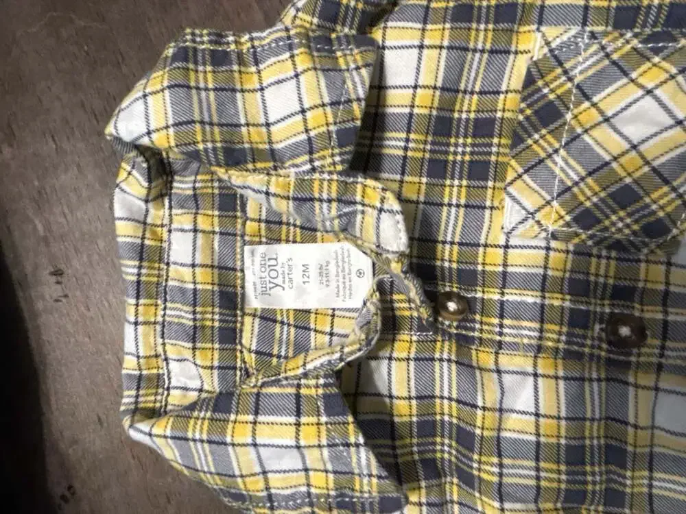 Carter's 12M Baby Boy 3-Piece Set: Dinosaur Hoodie, Striped Hoodie & Plaid onesi